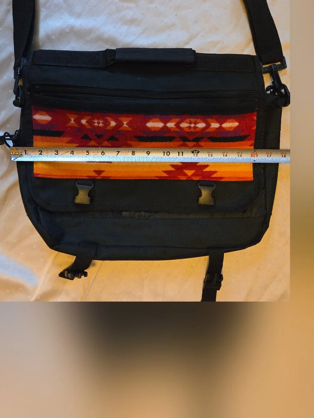 Messenger Bag with Fabric Panel
